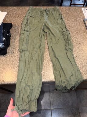 aerie Olive Cargo Pants with Drawstring Ankles